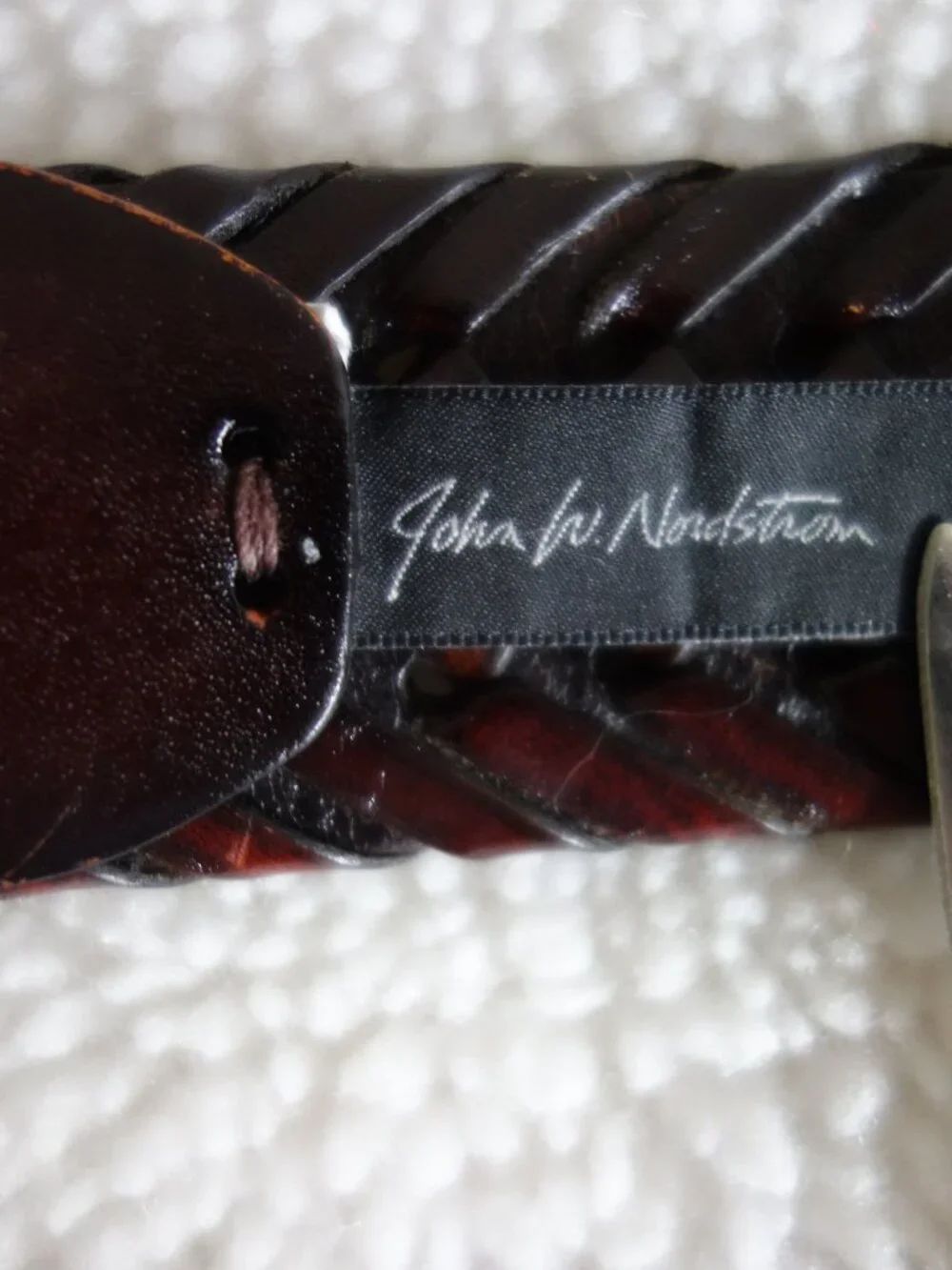 Vntg JOHN W NORDSTROM Brown Braided Leather Belt with Solid Brass Buckle